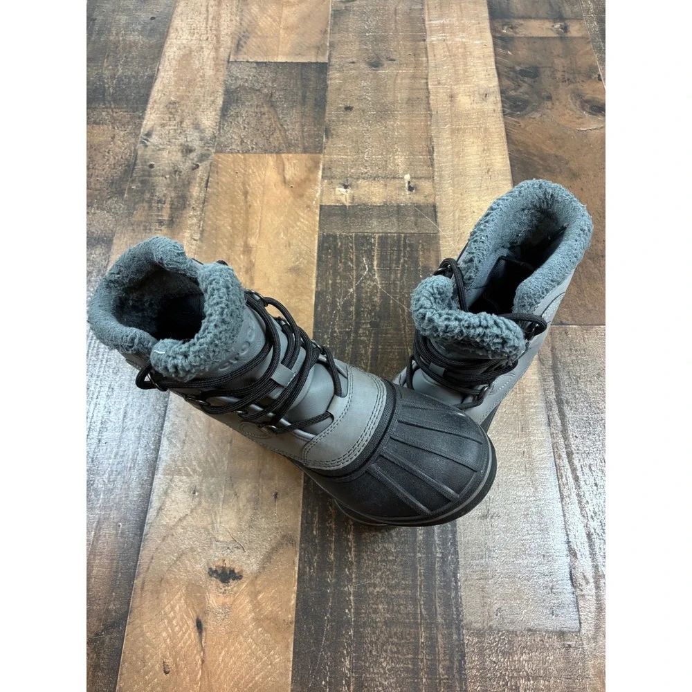 Crocs AllCast II Luxe Winter Boots Grey Black Faux Fur Lined Mens 6 Womens 8